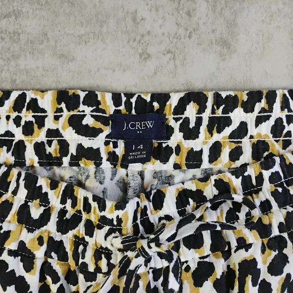 J Crew Leopard Print Cropped Tie Waist Linen Blend Relaxed Pants Size 14 - Picture 7 of 15